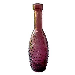 Vintage Amethyst Hobnail Small Glass Bottle, Rare Purple Glass Mini Bottle